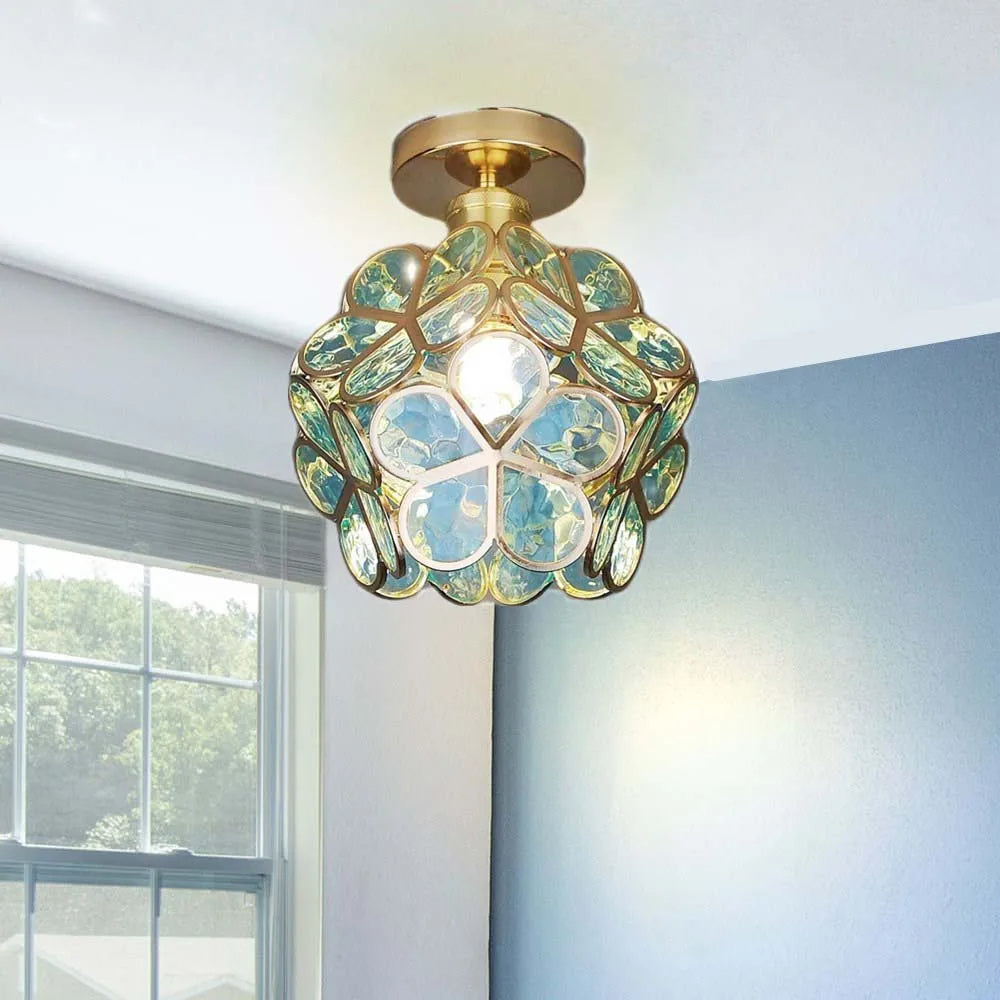 Flowers Style Glass Hallway Ceiling Lighting