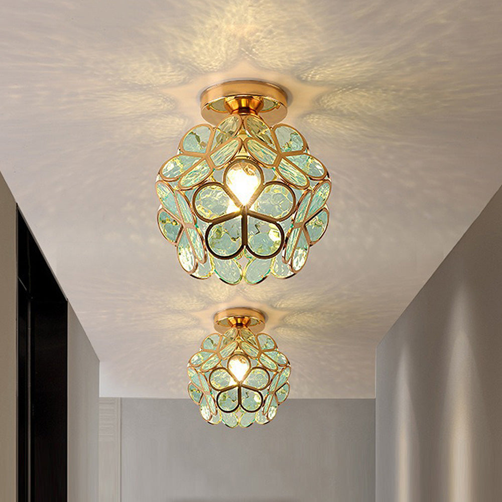 Flowers Style Glass Hallway Ceiling Lighting