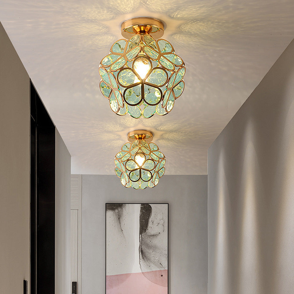 Flowers Style Glass Hallway Ceiling Lighting