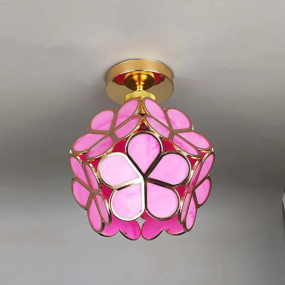 Flowers Style Glass Hallway Ceiling Lighting