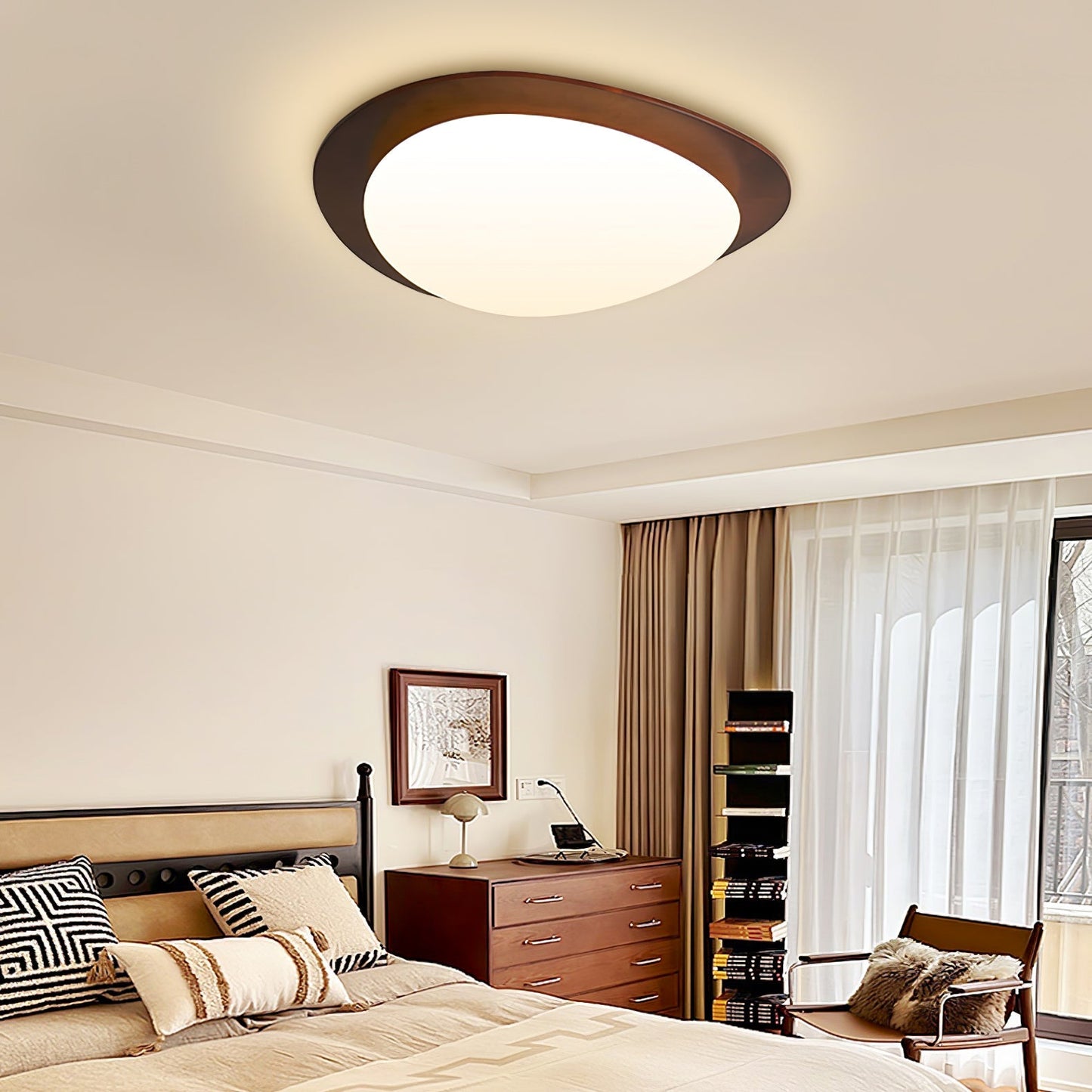 Scandinavian Pebble Wood Ceiling Light