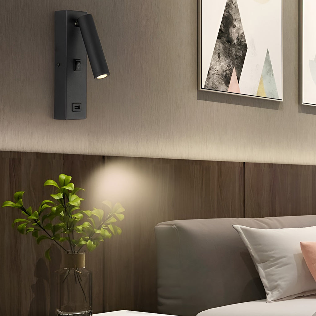 ArtiLight - Rectangular Adjustable LED Modern Wall Lamp with Switch and USB Charging Port