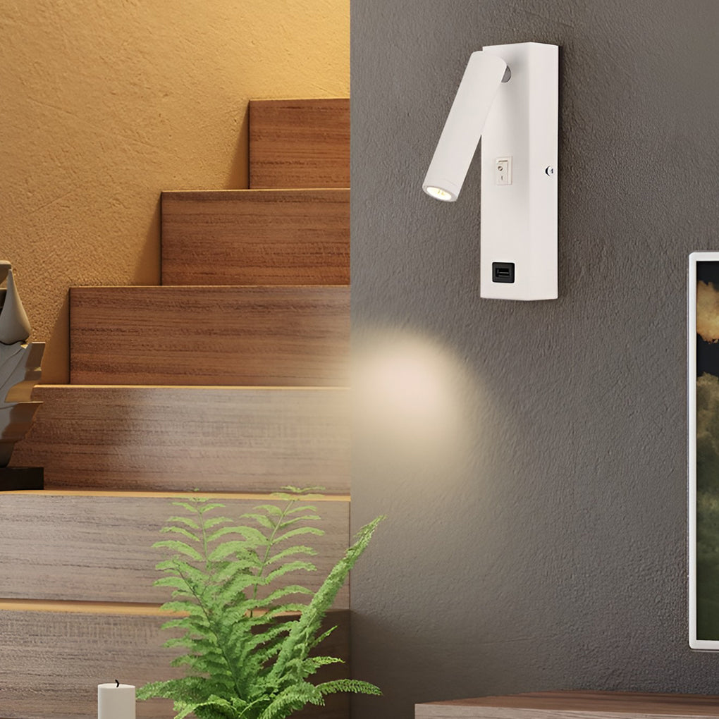 ArtiLight - Rectangular Adjustable LED Modern Wall Lamp with Switch and USB Charging Port