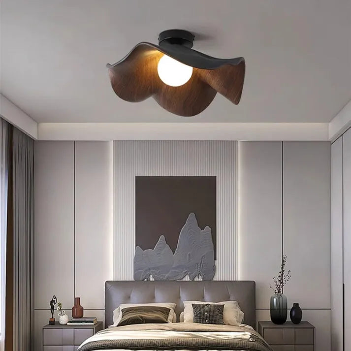 Nordic Wooden Lotus Ceiling Light