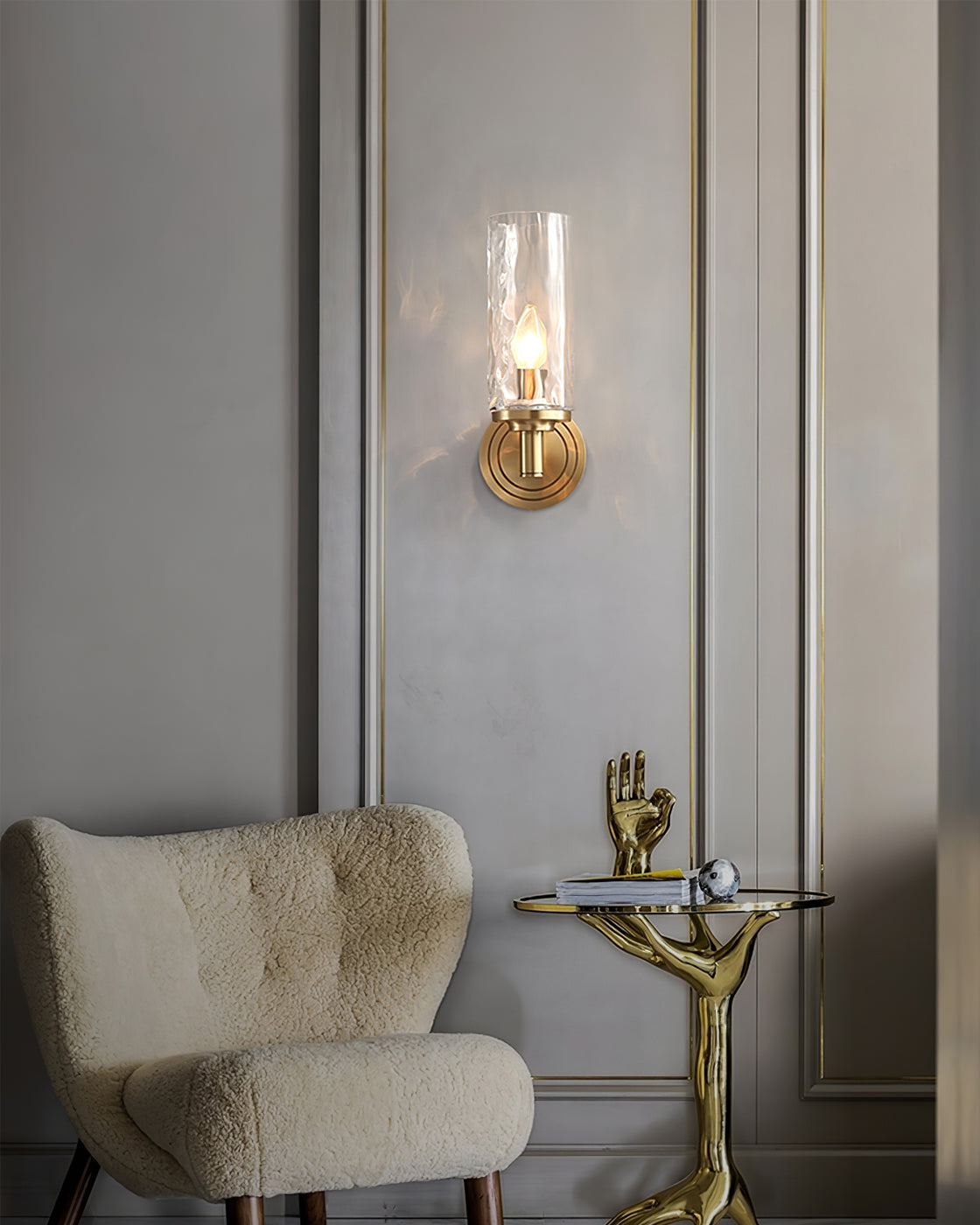 GoldenGleam – Elegant Glass Wall Light for Luxurious Ambience