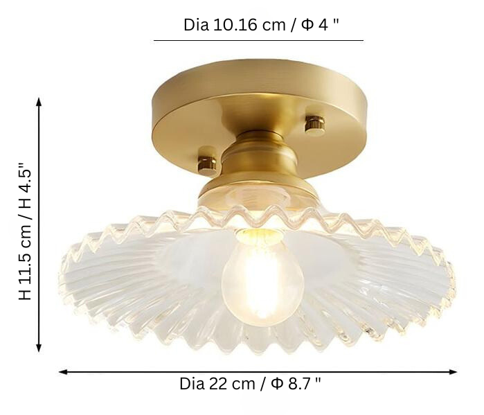 Vintage Clear Glass Ribbed Ceiling Light