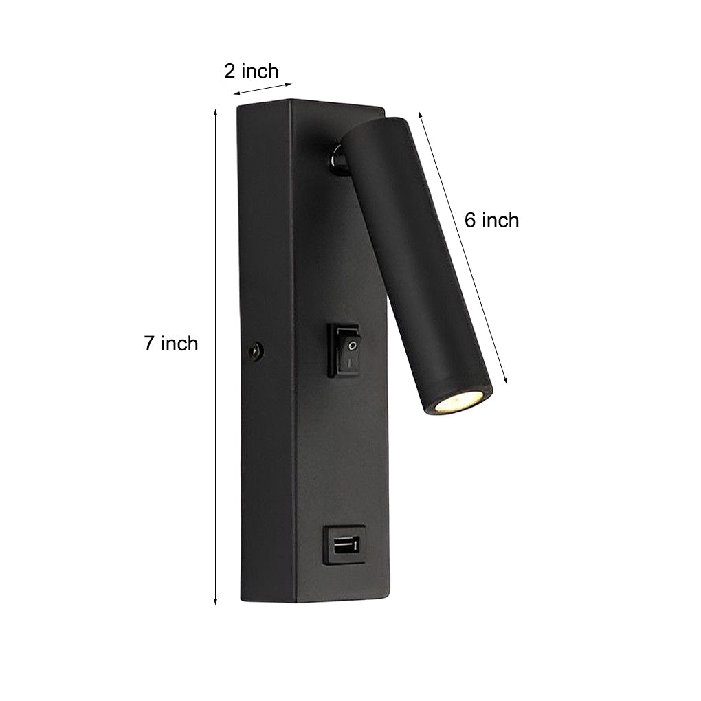 ArtiLight - Rectangular Adjustable LED Modern Wall Lamp with Switch and USB Charging Port