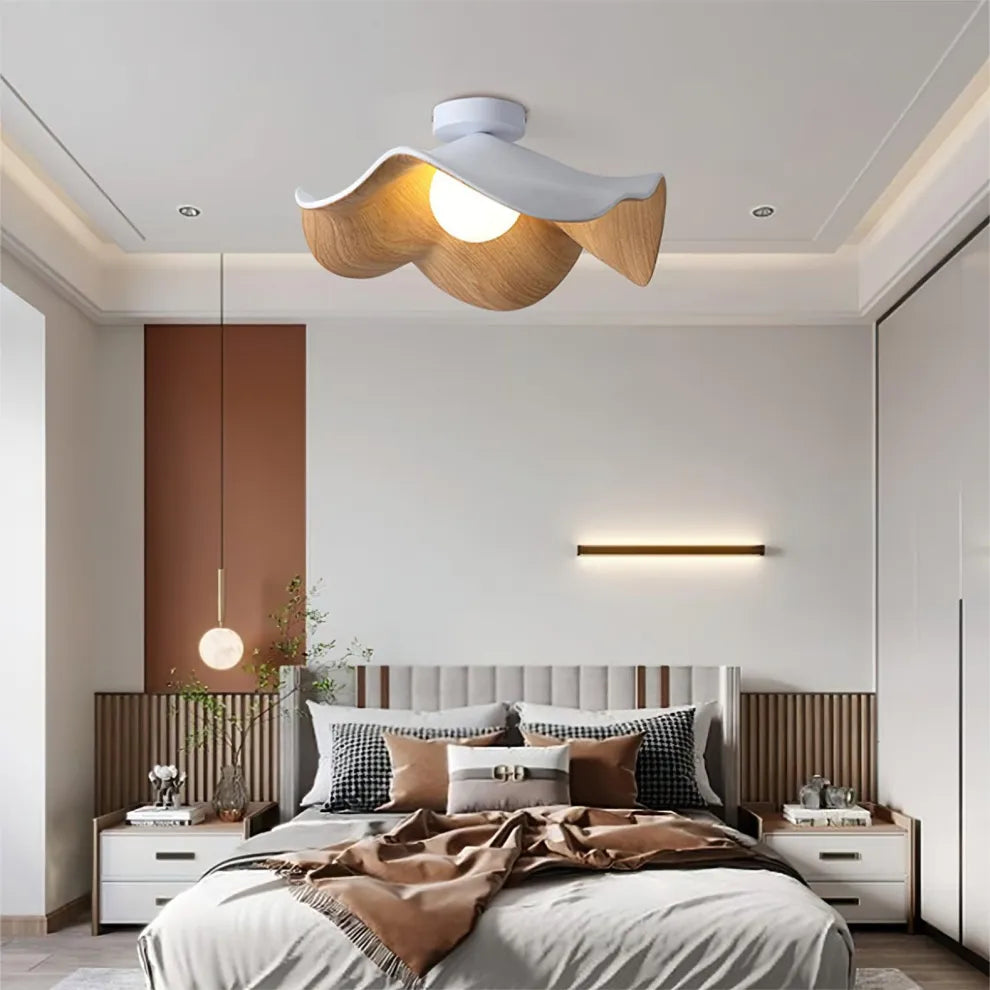 Nordic Wooden Lotus Ceiling Light