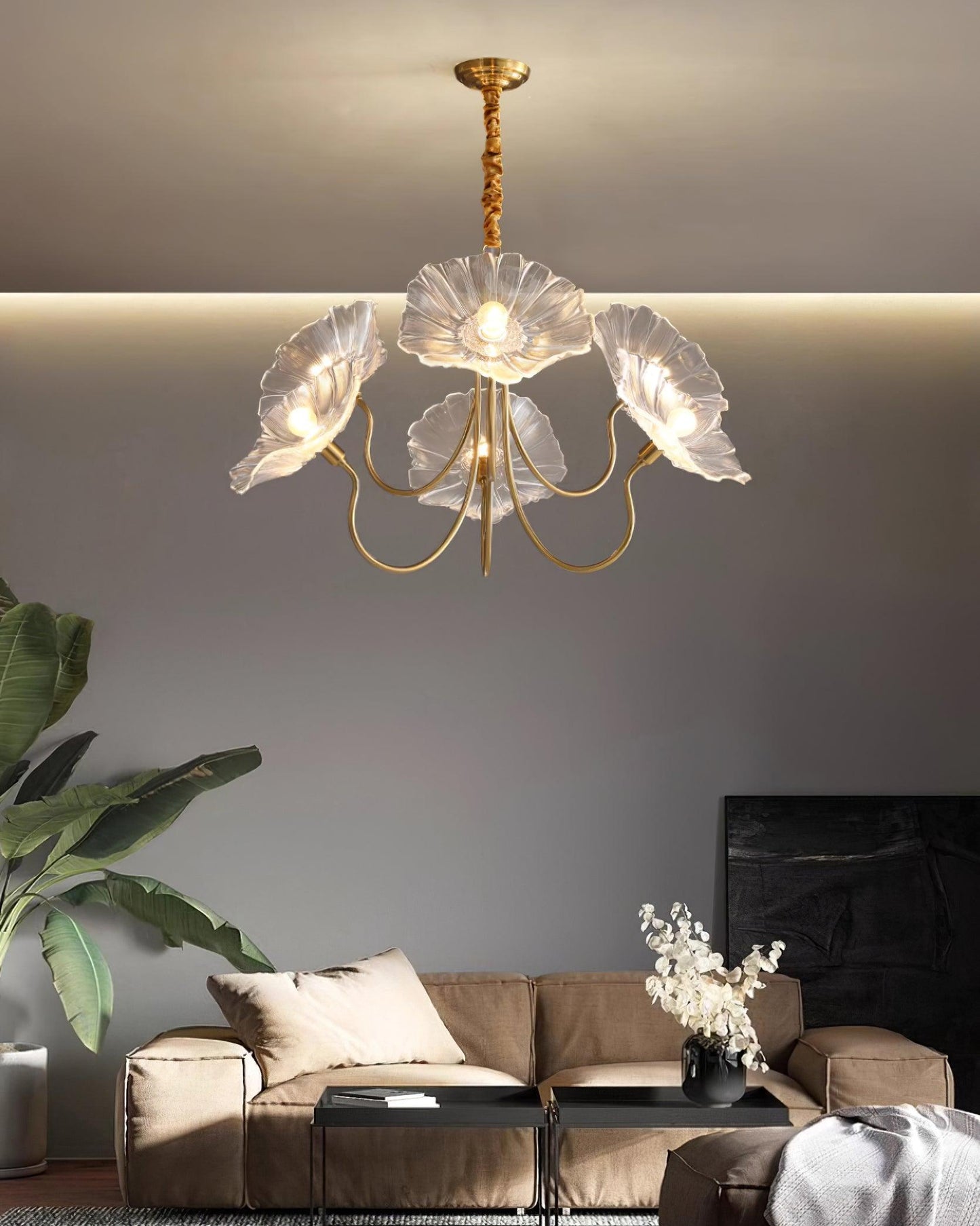 Glass flower chandelier