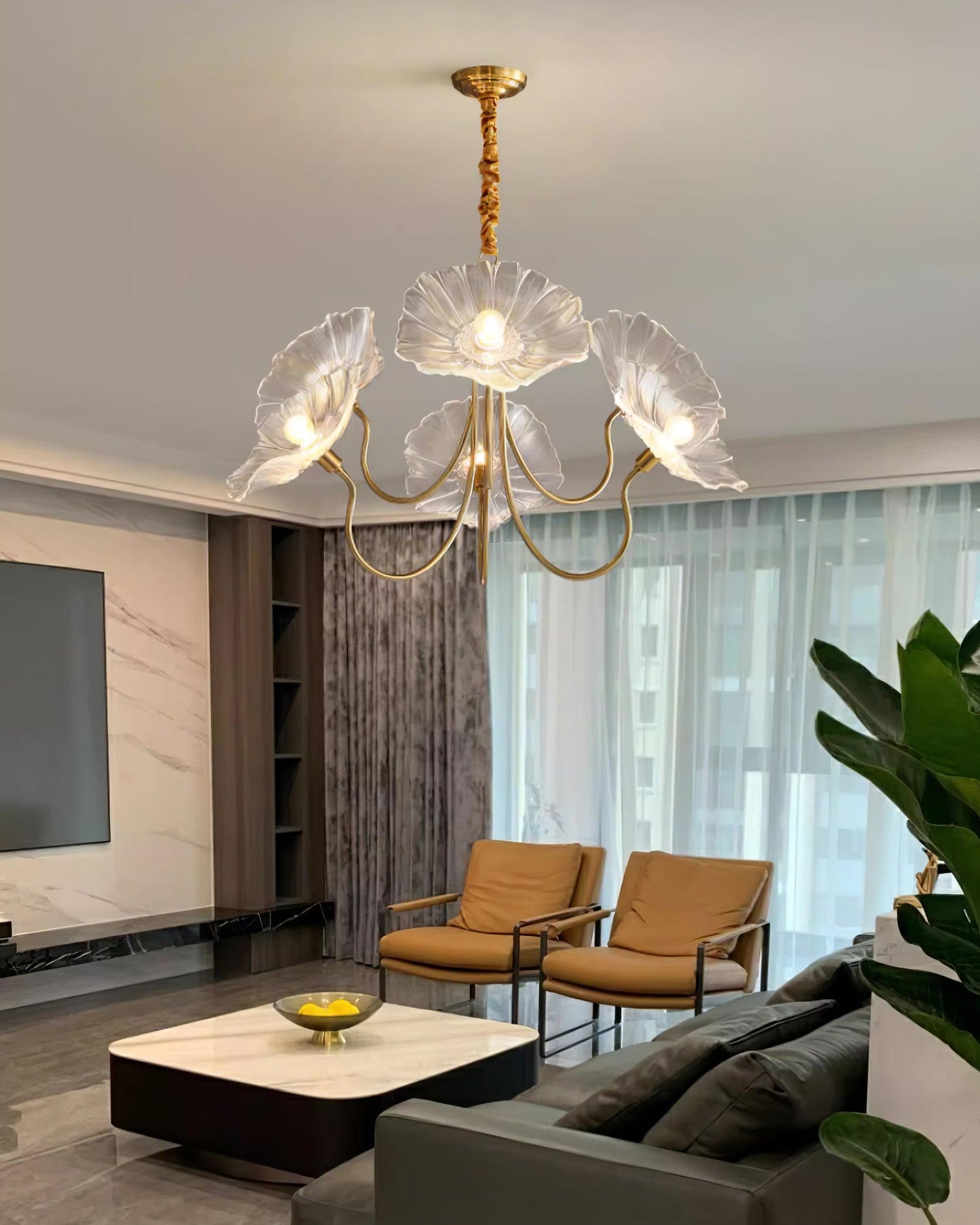 Glass flower chandelier