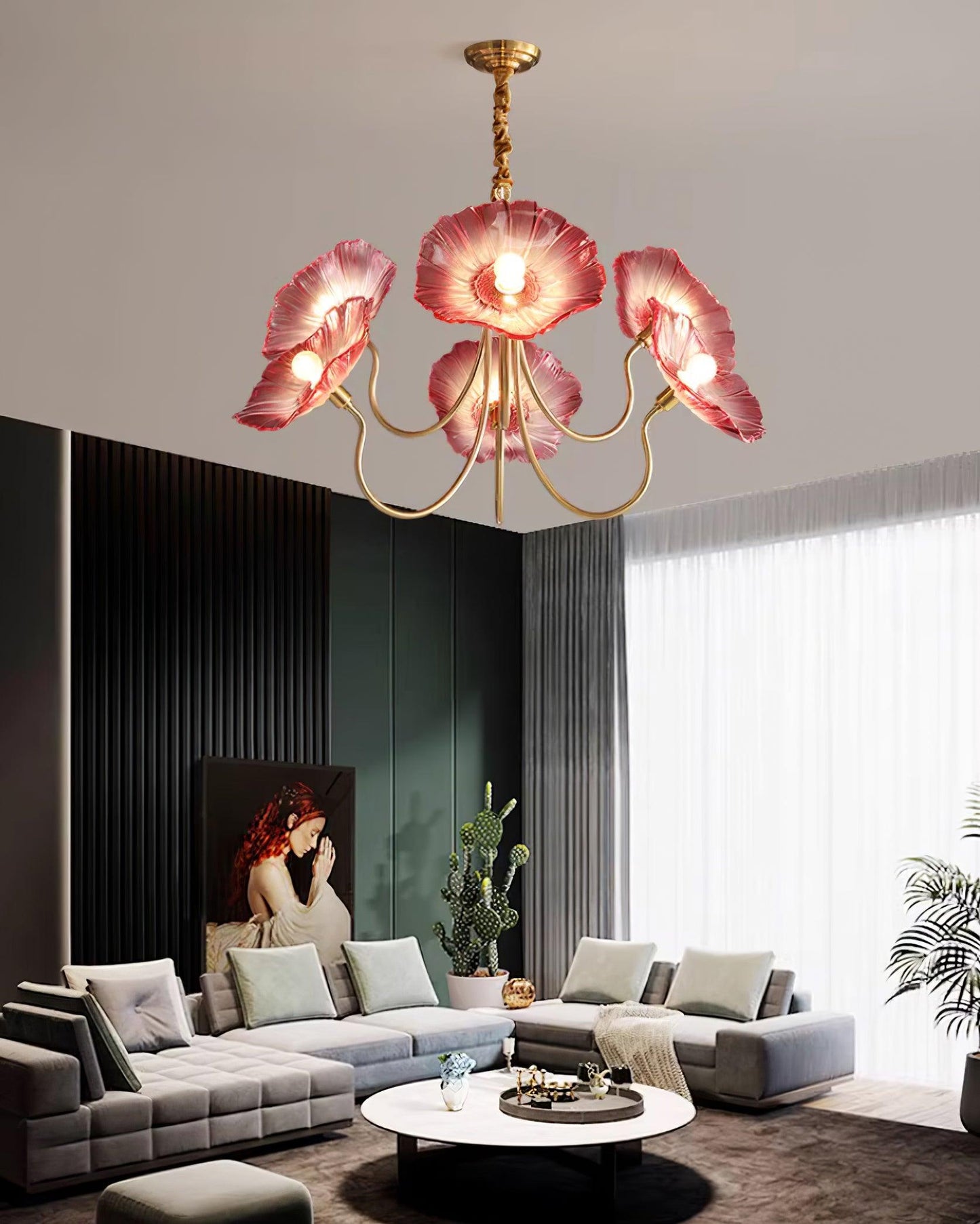 Glass flower chandelier