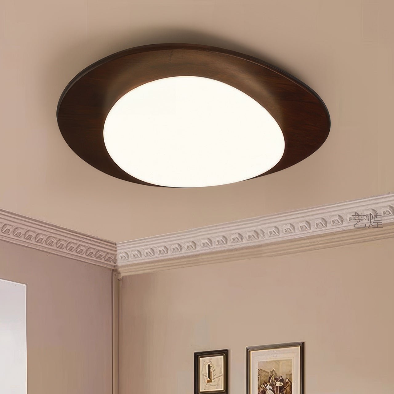 Scandinavian Pebble Wood Ceiling Light