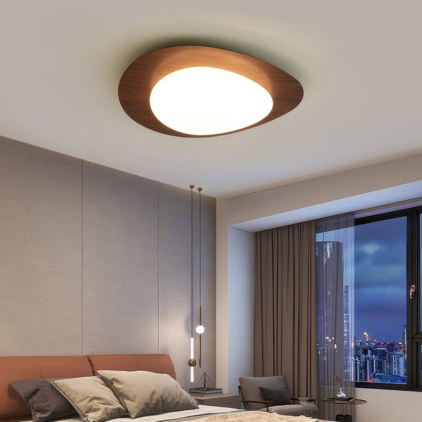 Scandinavian Pebble Wood Ceiling Light