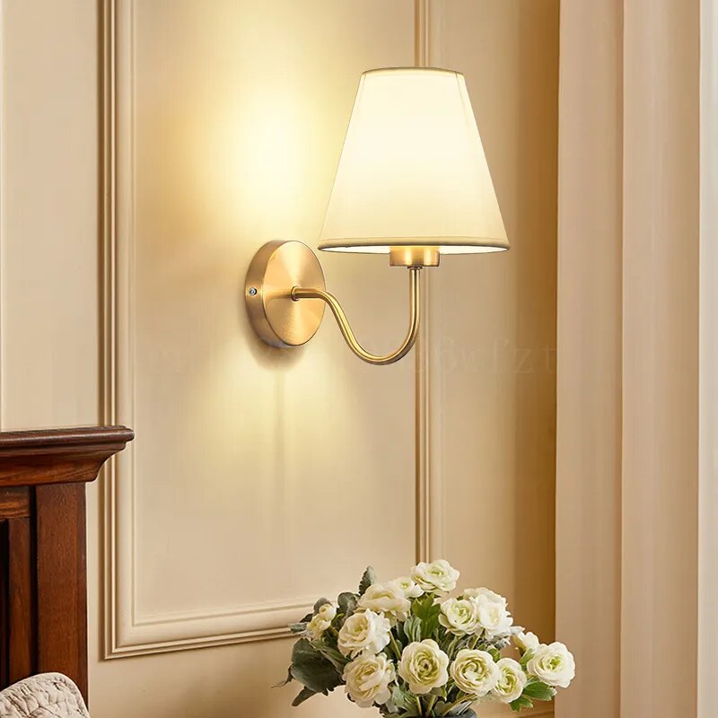 RusticHue - Fabric Wall Lamp in American Style