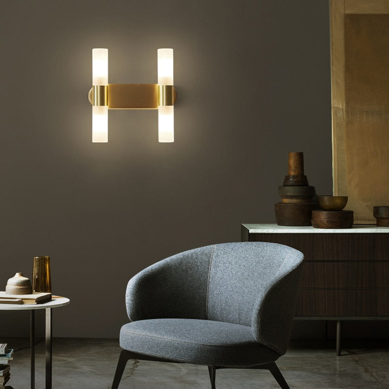 PrimeLume – Minimalist Gold Wall Lamp with Energy-Efficient LED