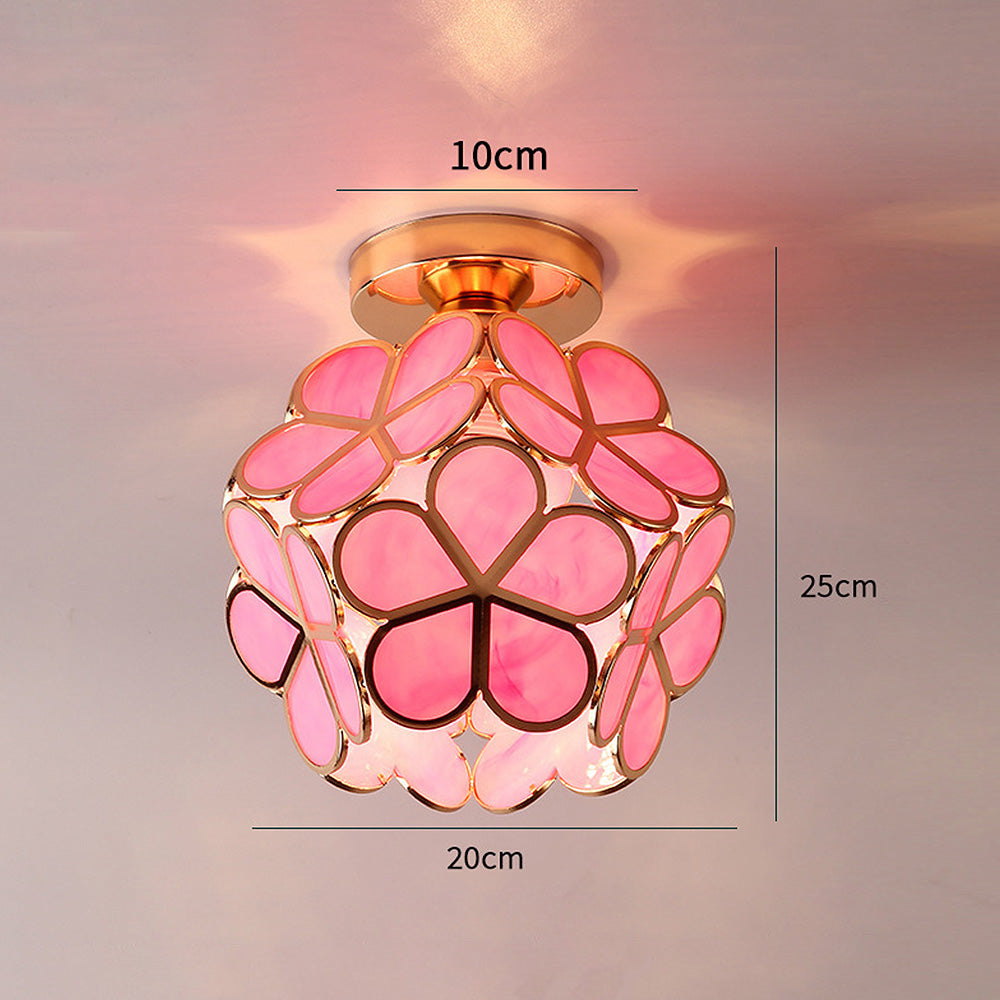 Flowers Style Glass Hallway Ceiling Lighting