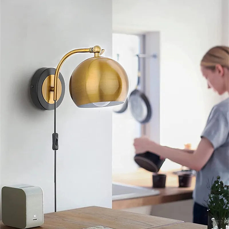 AntiqueGlow – Classic Vintage Wall Lamp with Plug for Elegant Spaces