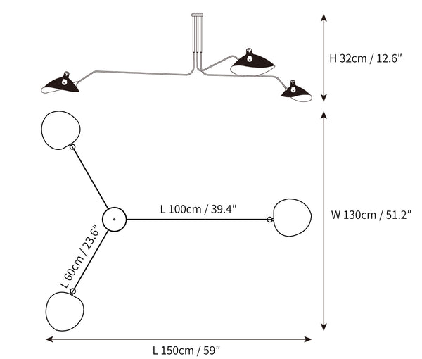 Serge Mouille Ceiling Light