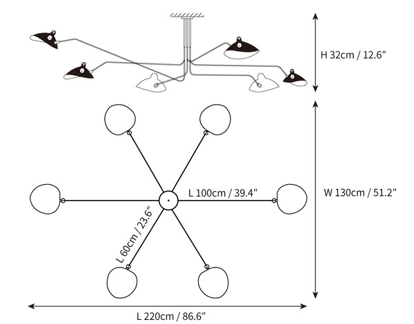 Serge Mouille Ceiling Light