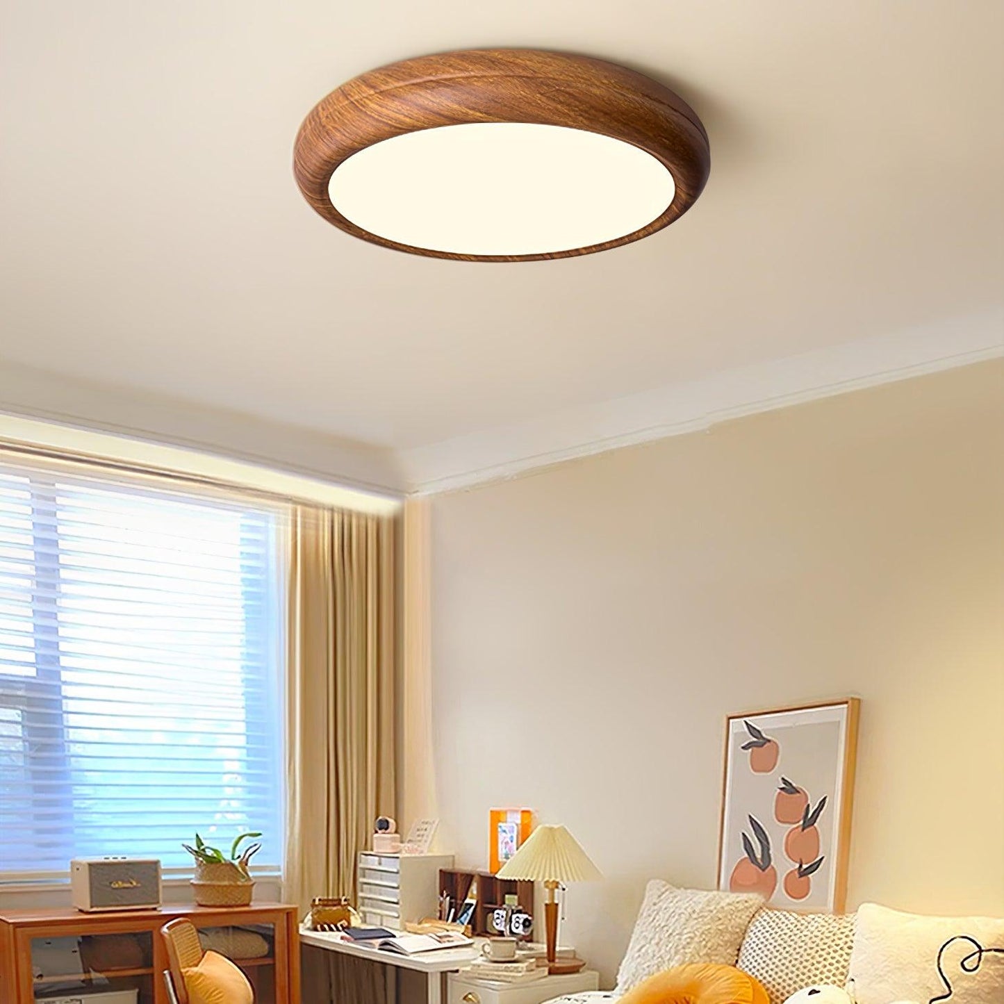 Wood Classic Round Ceiling Light