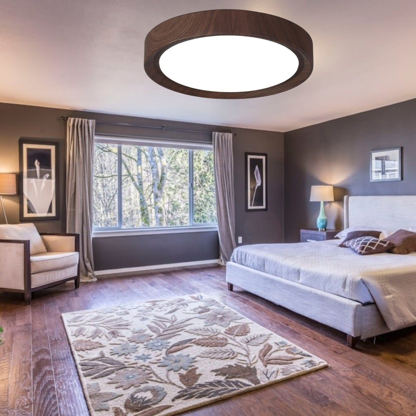 Wood Classic Round Ceiling Light
