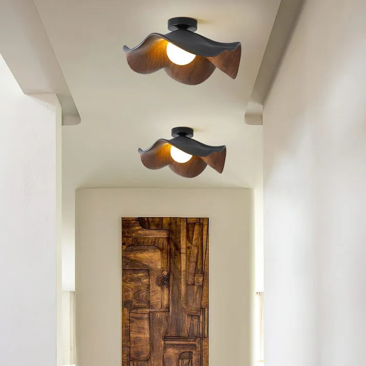 Nordic Wooden Lotus Ceiling Light