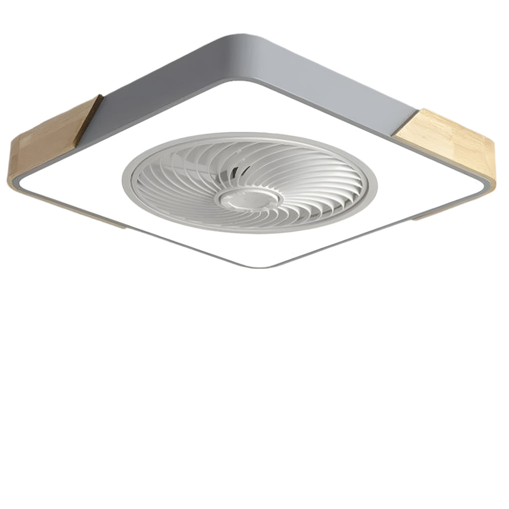 Round Square Integrated LED Bladeless Ceiling Fan Light with Remote Control
