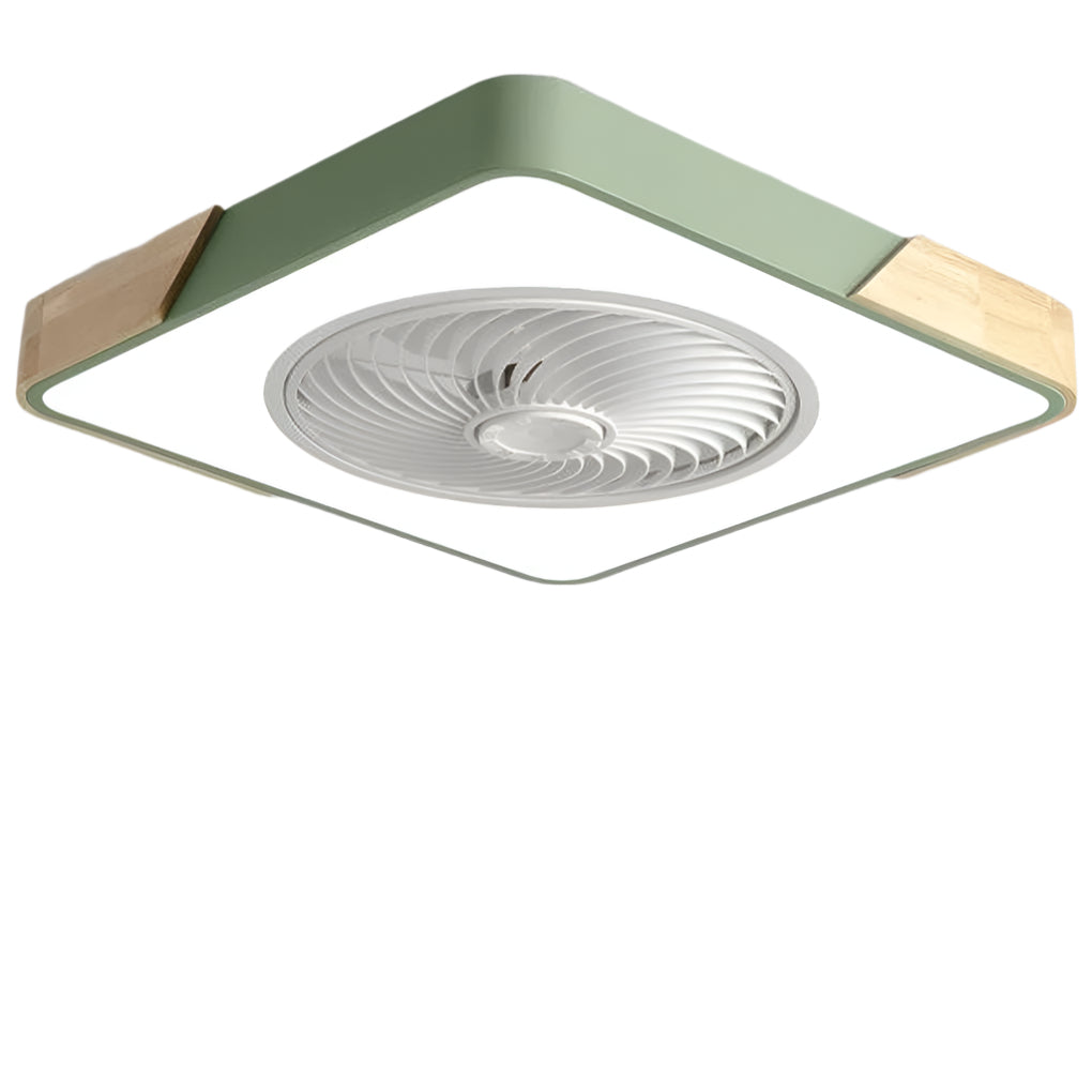 Round Square Integrated LED Bladeless Ceiling Fan Light with Remote Control