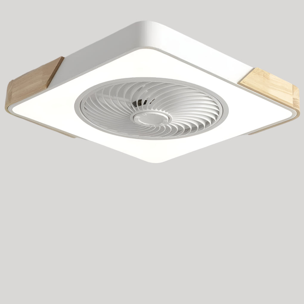 Round Square Integrated LED Bladeless Ceiling Fan Light with Remote Control