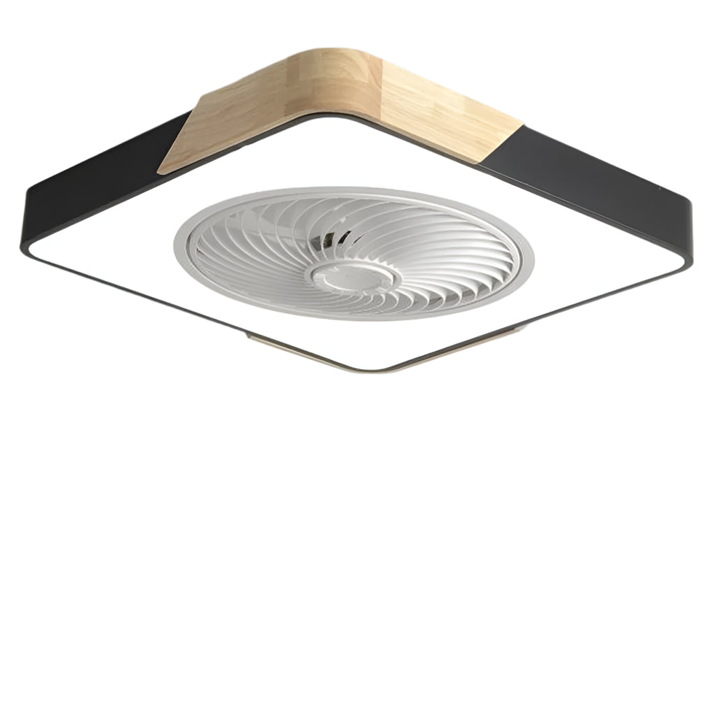 Round Square Integrated LED Bladeless Ceiling Fan Light with Remote Control