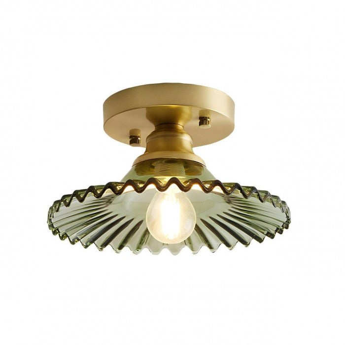 Vintage Clear Glass Ribbed Ceiling Light