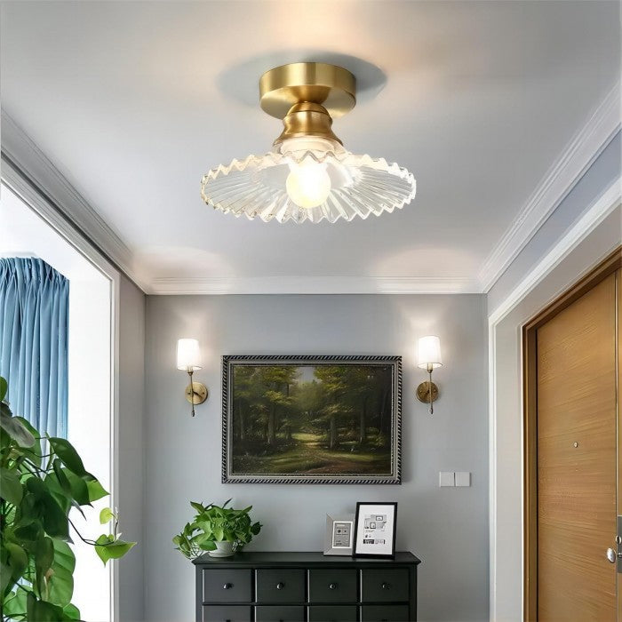Vintage Clear Glass Ribbed Ceiling Light