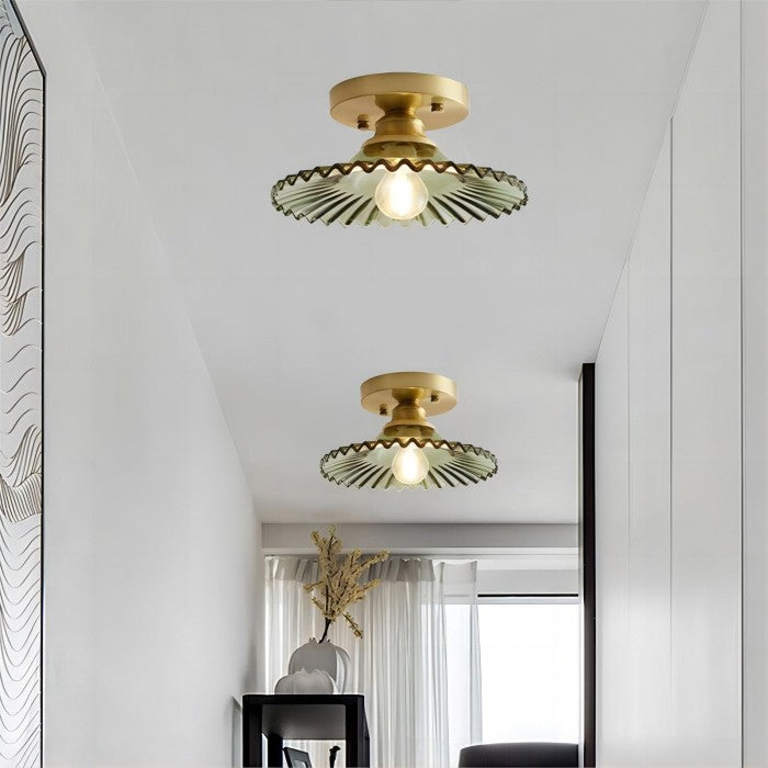 Vintage Clear Glass Ribbed Ceiling Light