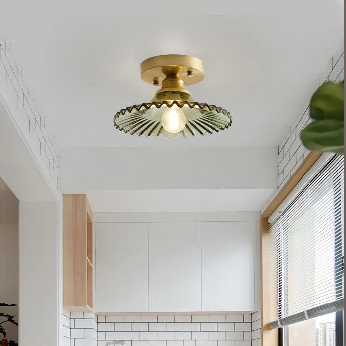 Vintage Clear Glass Ribbed Ceiling Light