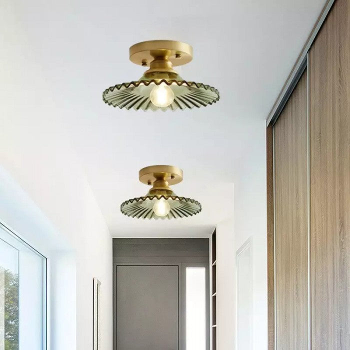 Vintage Clear Glass Ribbed Ceiling Light