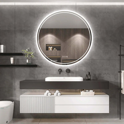 Round LED Bathroom Mirror with Touch and Anti-Fog