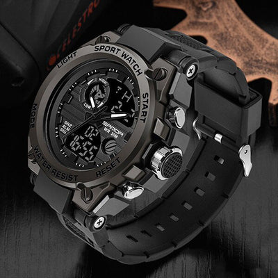 Men’s Military Watch with Analog Digital Display and Features