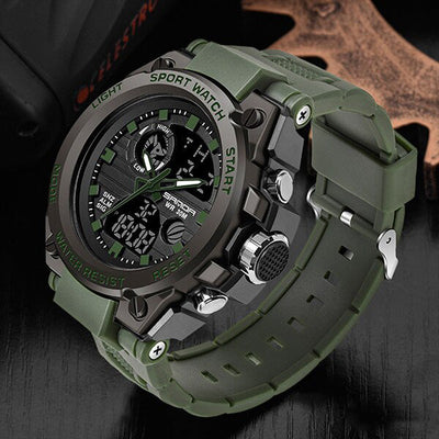 Men’s Military Watch with Analog Digital Display and Features