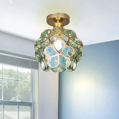 Flowers Style Glass Hallway Ceiling Light