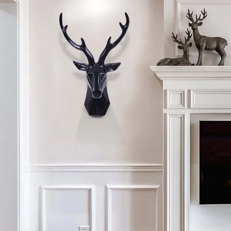 3D Geometric Deer Head Wall Decor Modern Resin