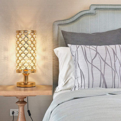 Modern Crystal USB Table Lamp – Gold or Silver