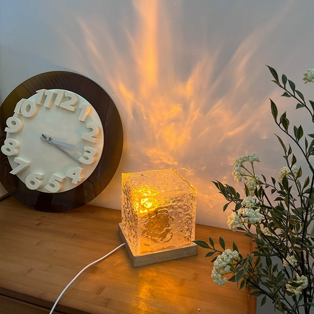 Nordic Glass Cube Lamp with Ambient Light