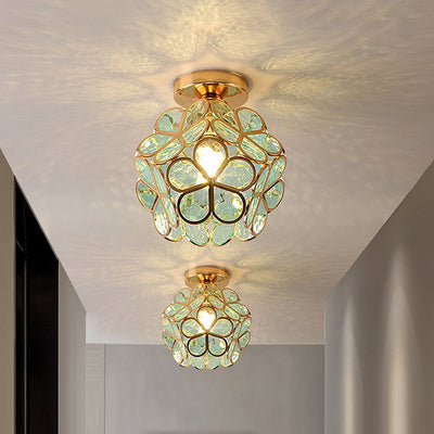 Flowers Style Glass Hallway Ceiling Light