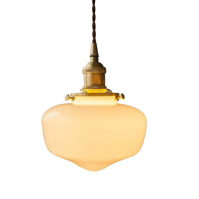 Vintage Brass Lantern Glass Pendant Light