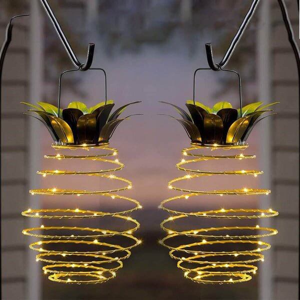 Solar Pineapple Garden Lantern with Warm LED Light 28cm