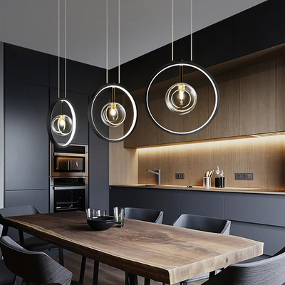 LumoGlobe – Minimalist Black Pendant Lamp with Glass LED Sphere