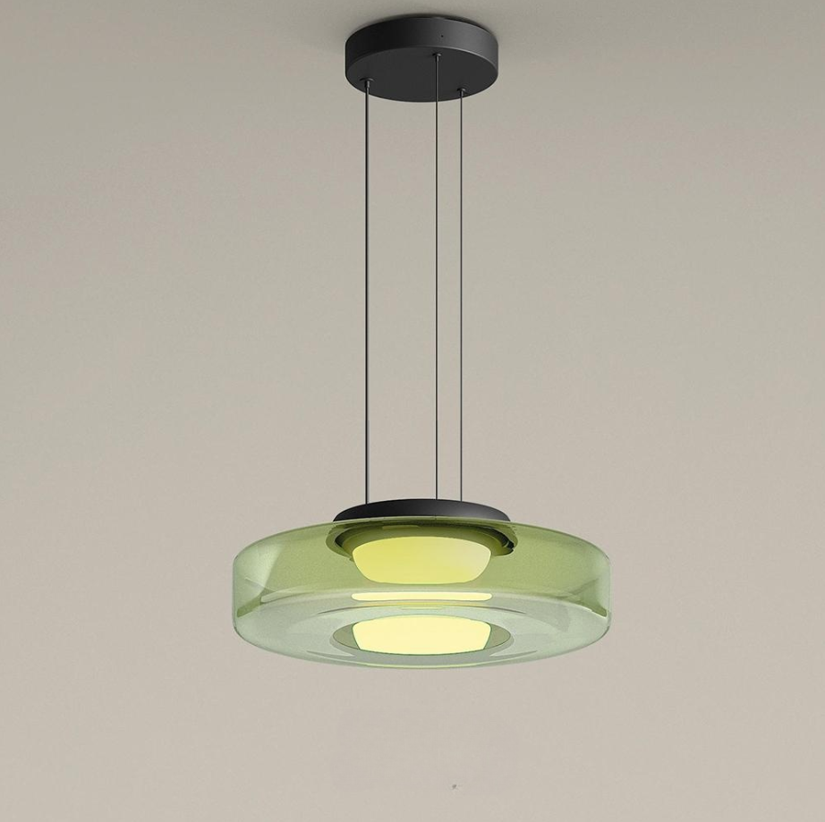 Bauhaus Glass Pendant Light with Warm LED Bulb