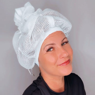 Net Plopping Cap for Curly Hair – Frizz-Free Drying Bonnet