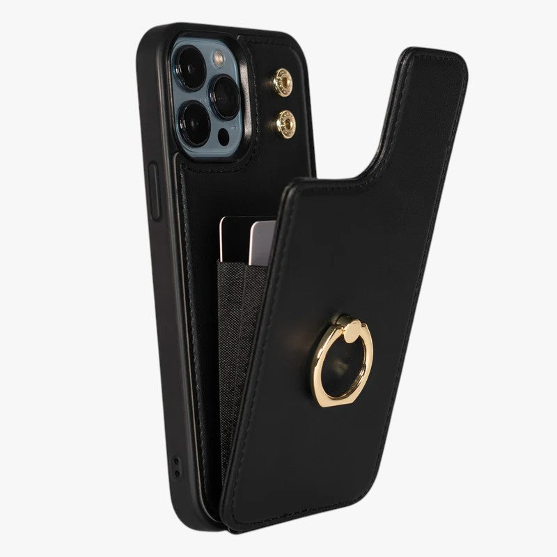 iPhone Wallet Case with Kickstand Ring