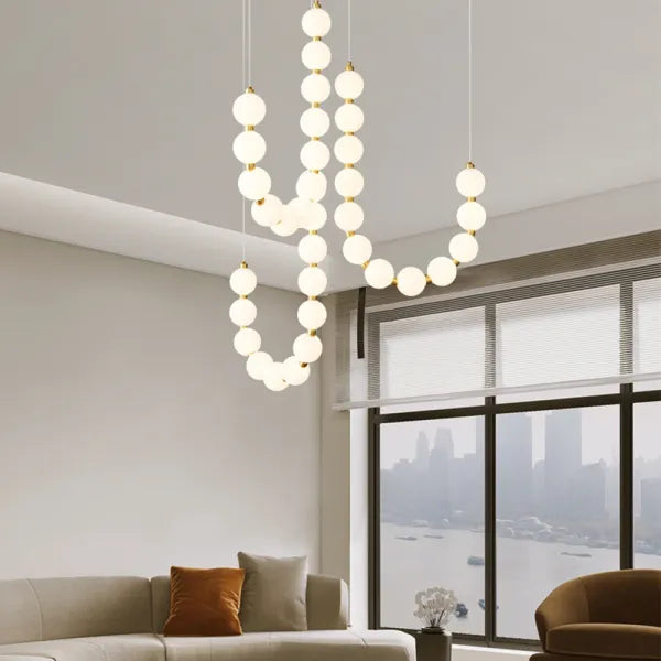 Elegant White Necklace Chandelier with LED Lights